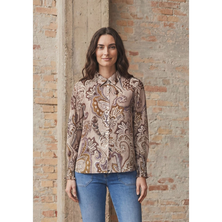 Isay - Lotta Smock Shirt - Taupe Paisley