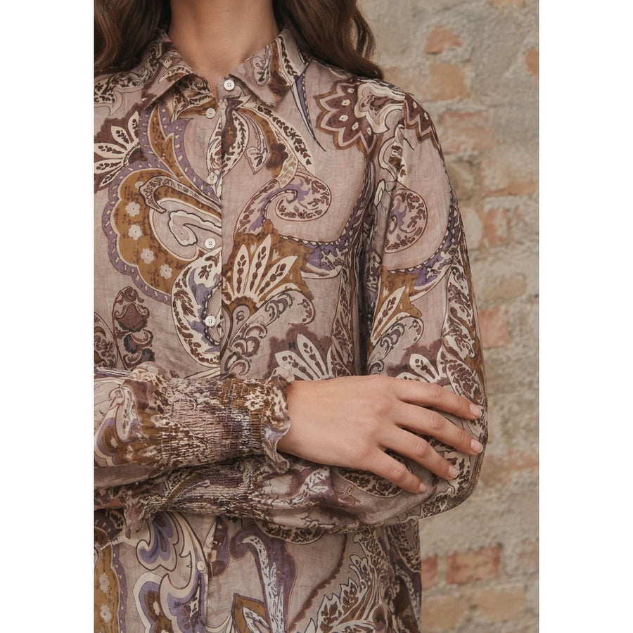 Isay - Lotta Smock Shirt - Taupe Paisley