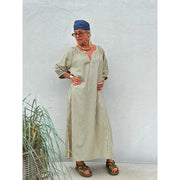 Gaspar - Athen Stripe Kaftan - Olive Green