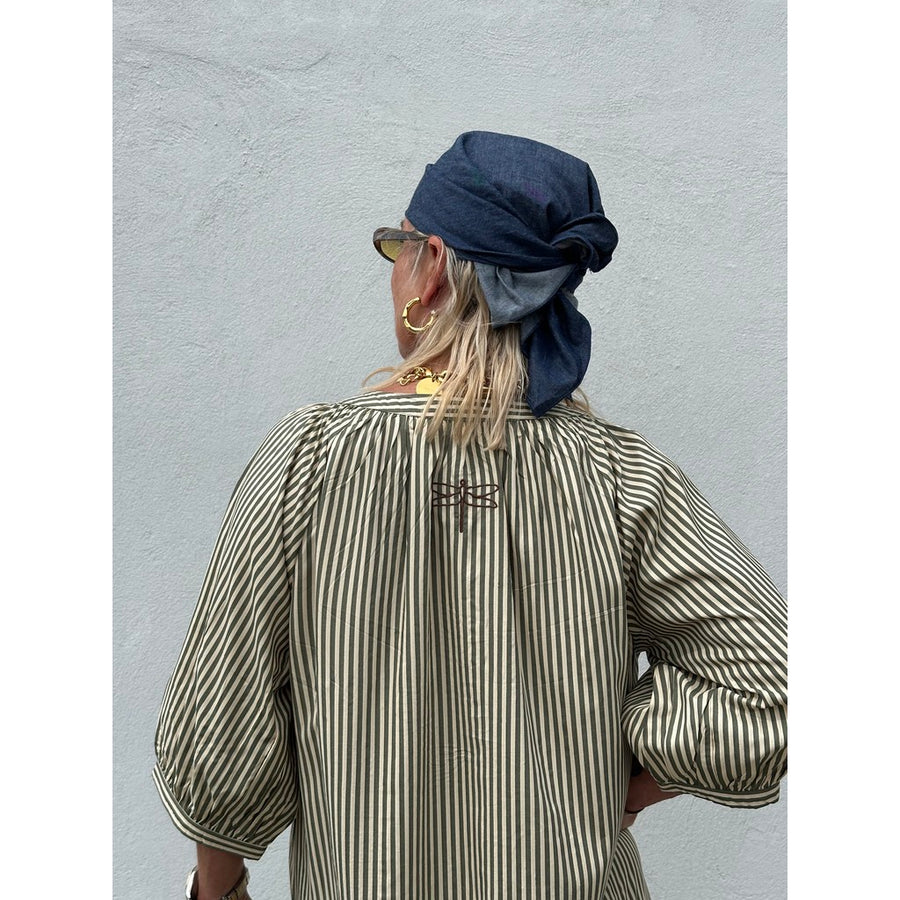 Gaspar - Athen Stripe Kaftan - Olive Green