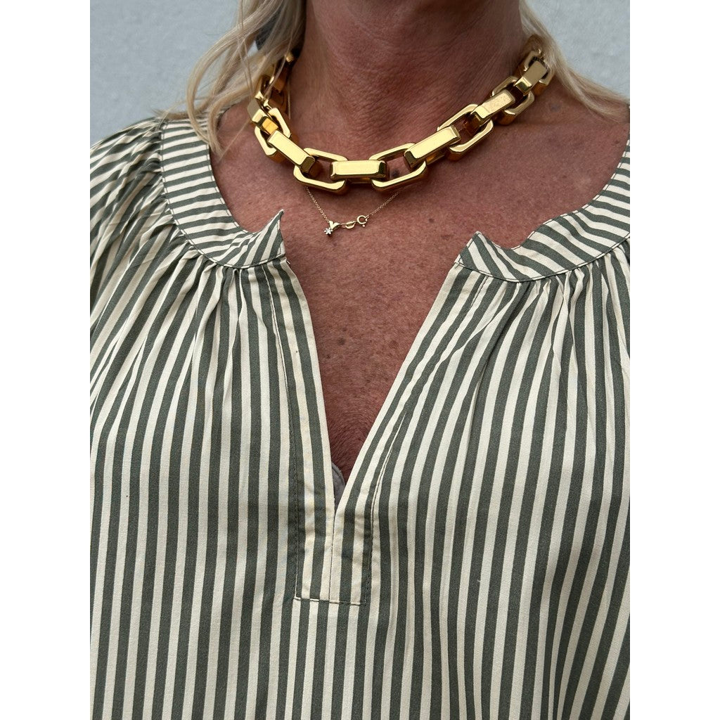 Gaspar - Athen Stripe Kaftan - Olive Green