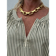Gaspar - Athen Stripe Kaftan - Olive Green