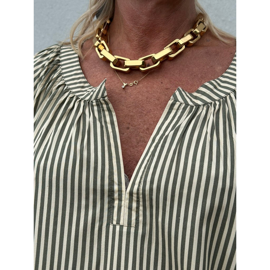 Gaspar - Athen Stripe Kaftan - Olive Green