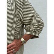 Gaspar - Athen Stripe Kaftan - Olive Green