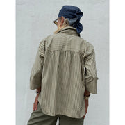 Gaspar - Porto stripe blouse - Olive Green
