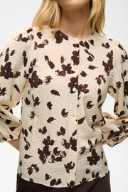 PT - Channie Shirt - Oatmeal Feather Flower