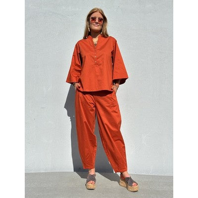 Gaspar - Mumbai Poplin Blouse - Burnt Sienna