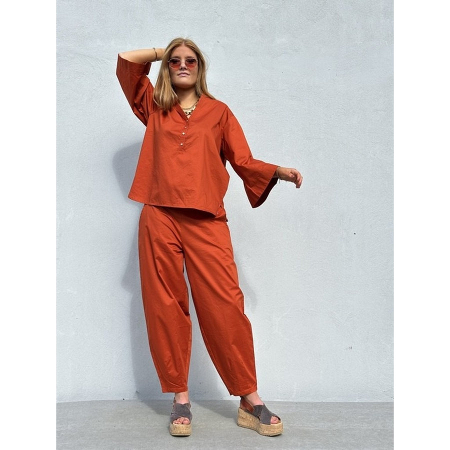 Gaspar - Mumbai Poplin Blouse - Burnt Sienna