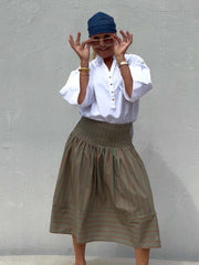 Gaspar - Vienna Stripe Skirt - Dusty Green