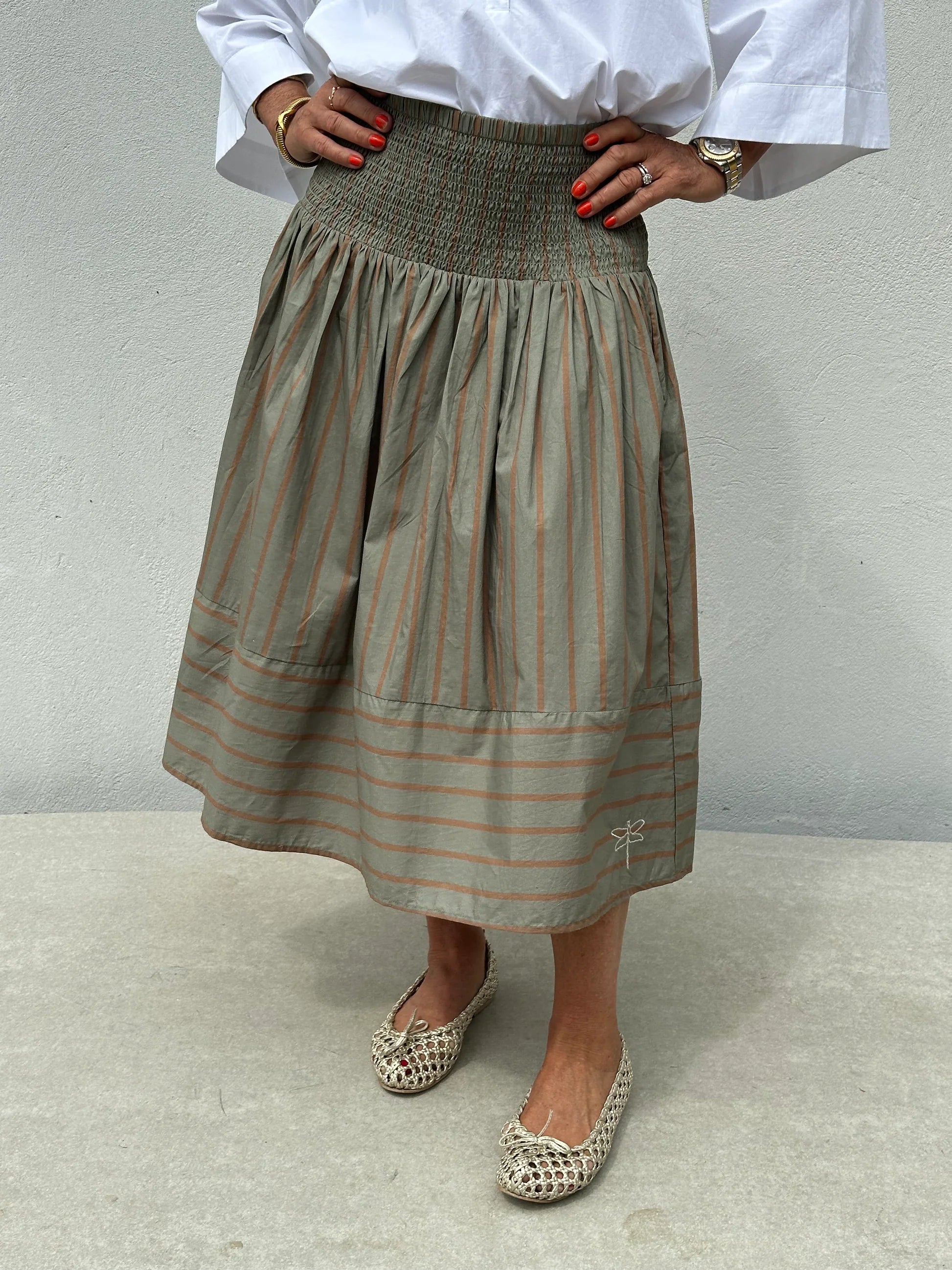Gaspar - Vienna Stripe Skirt - Dusty Green