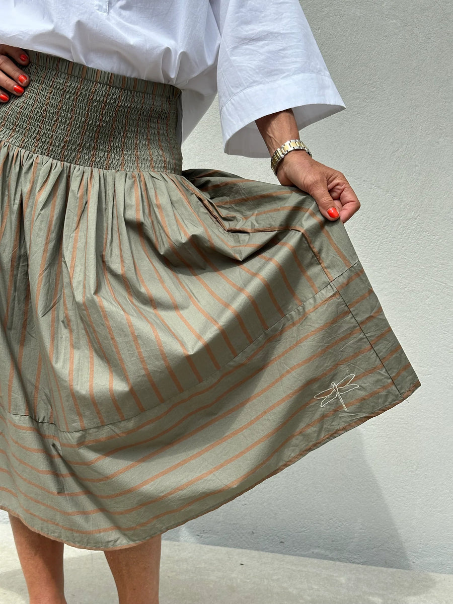Gaspar - Vienna Stripe Skirt - Dusty Green