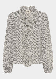 Isay - Vibse Ruffle Blouse - Black Zig Zag