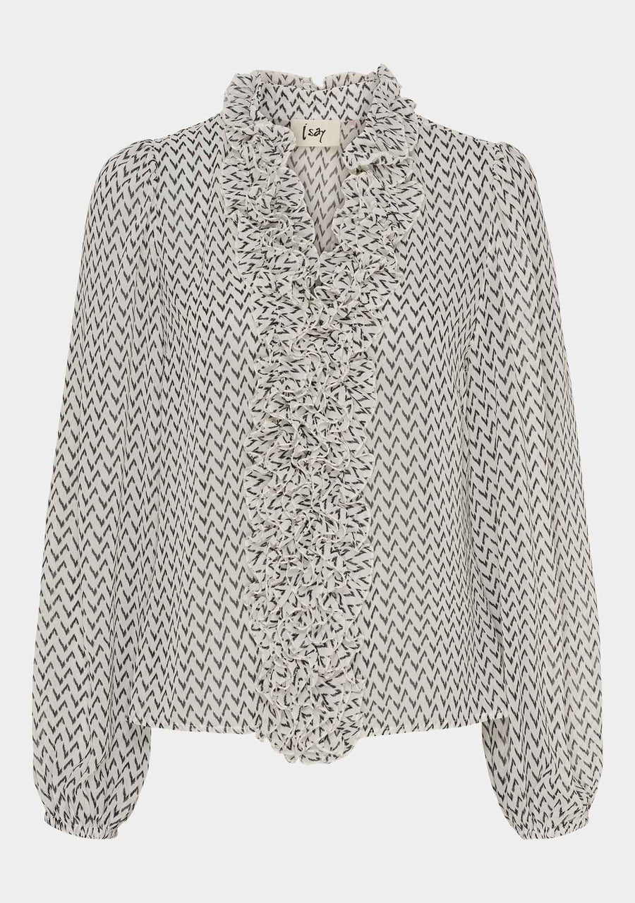 Isay - Vibse Ruffle Blouse - Black Zig Zag