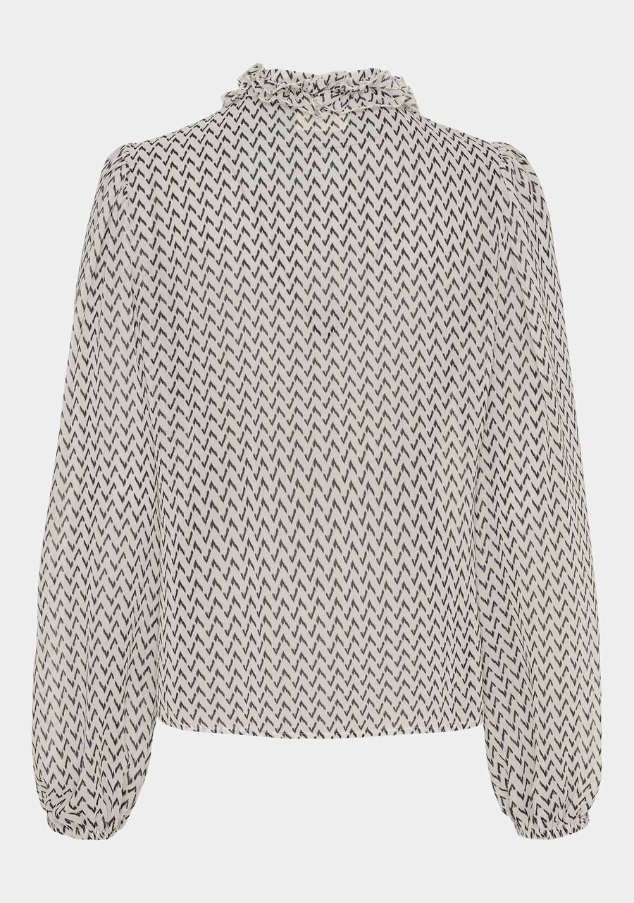 Isay - Vibse Ruffle Blouse - Black Zig Zag