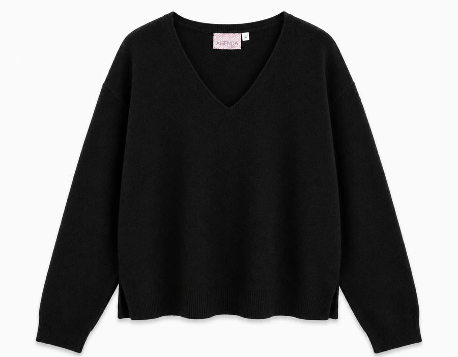 Agenda - LuciaAG V-pullover - Sort