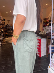 Boho - B1366 hør m. blonde - Army