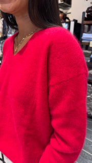 Estheme Cachemire - V-neck racoon Mix - Cerise