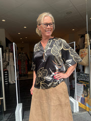 PBO - Indana silk blouse - Black print