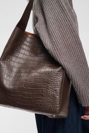 Inwear - Avika Croco bag - Chocolate brown