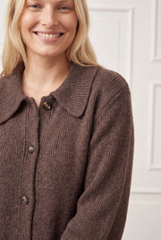 Isay - Joa Long Cardigan - Dark brown