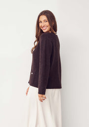 Isay - Anna S/S Cardigan - Dark Brown Melange
