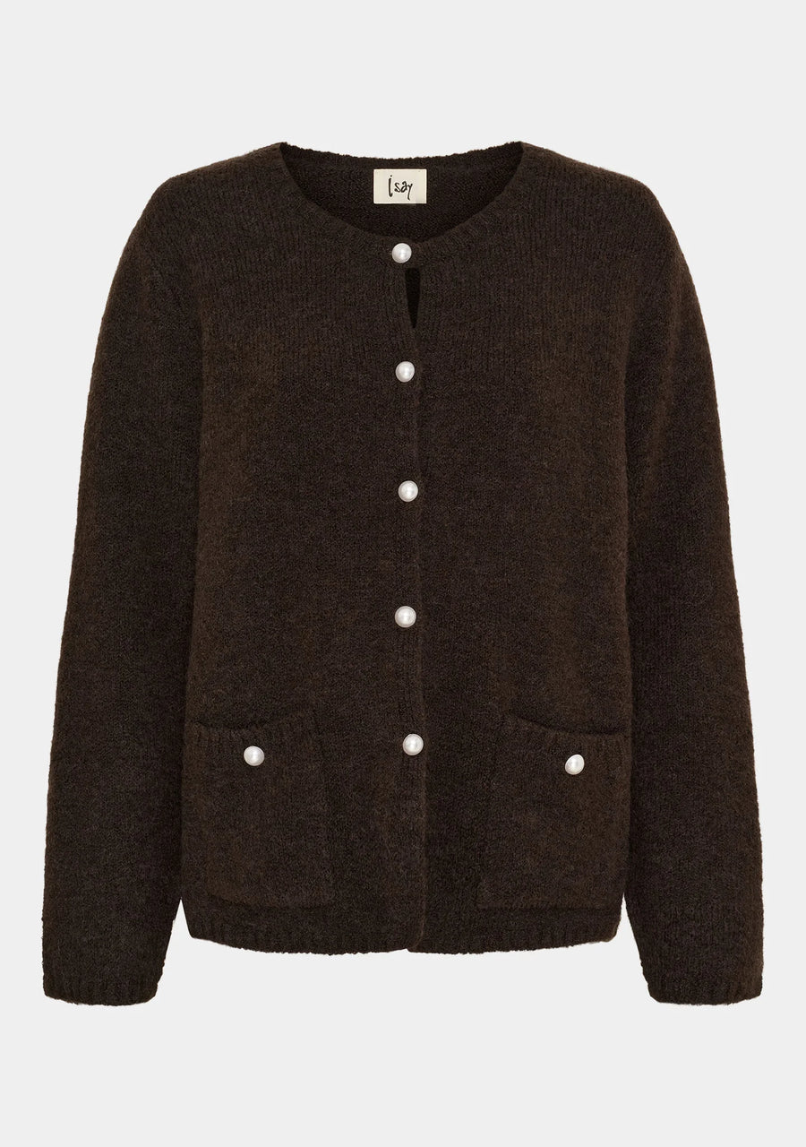 Isay - Anna S/S Cardigan - Dark Brown Melange
