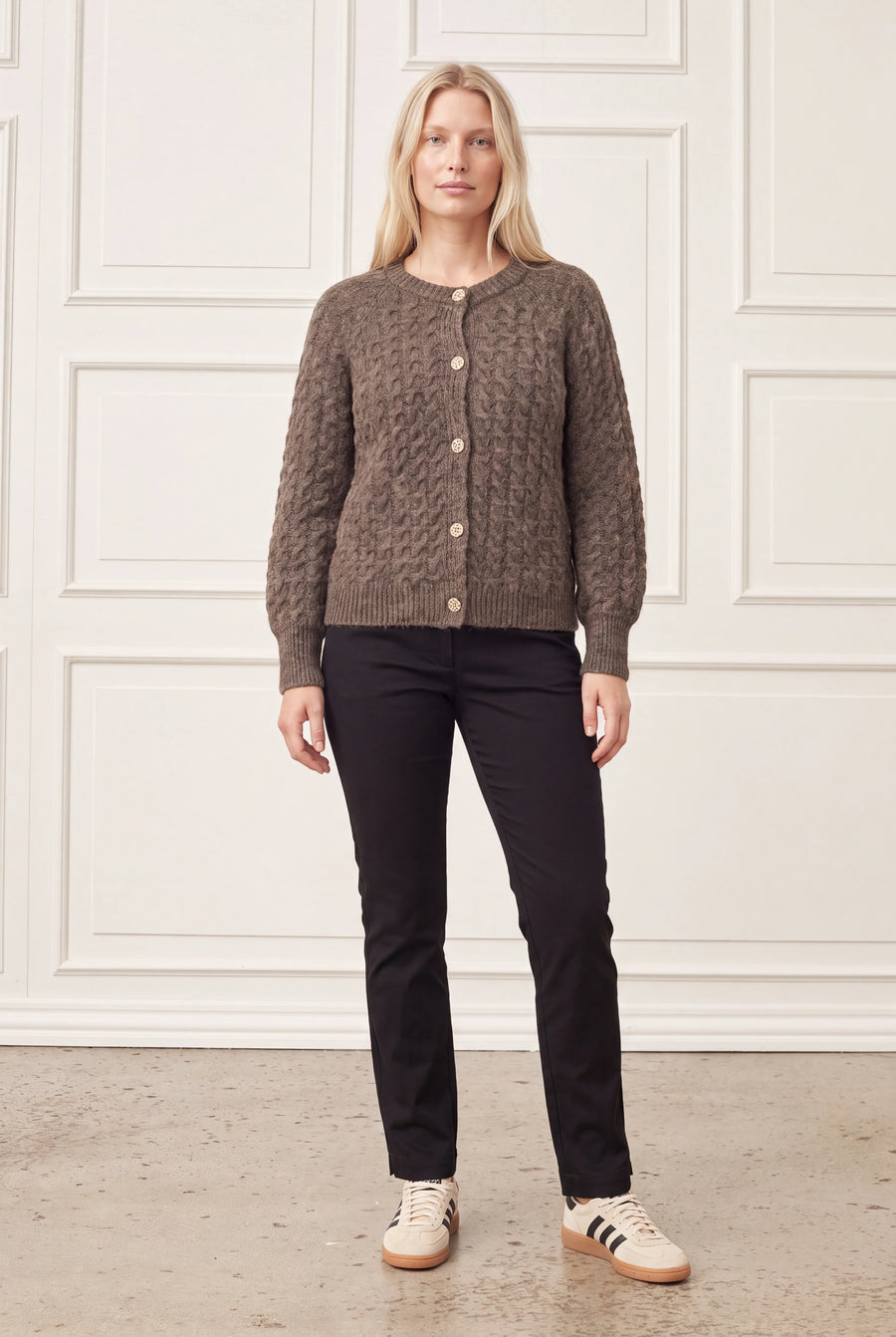 Isay - Anna Cable Cardigan - Taupe Melange