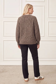 Isay - Anna Cable Cardigan - Taupe Melange