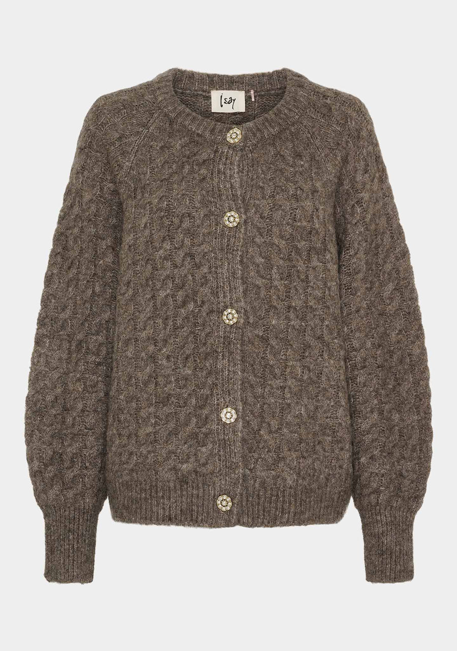 Isay - Anna Cable Cardigan - Taupe Melange
