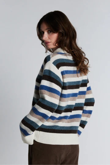 PBO - Revo Knit Polo - Sand/blue stripe