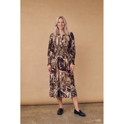 Isay - Ane V-neck dress - Brown Drawing