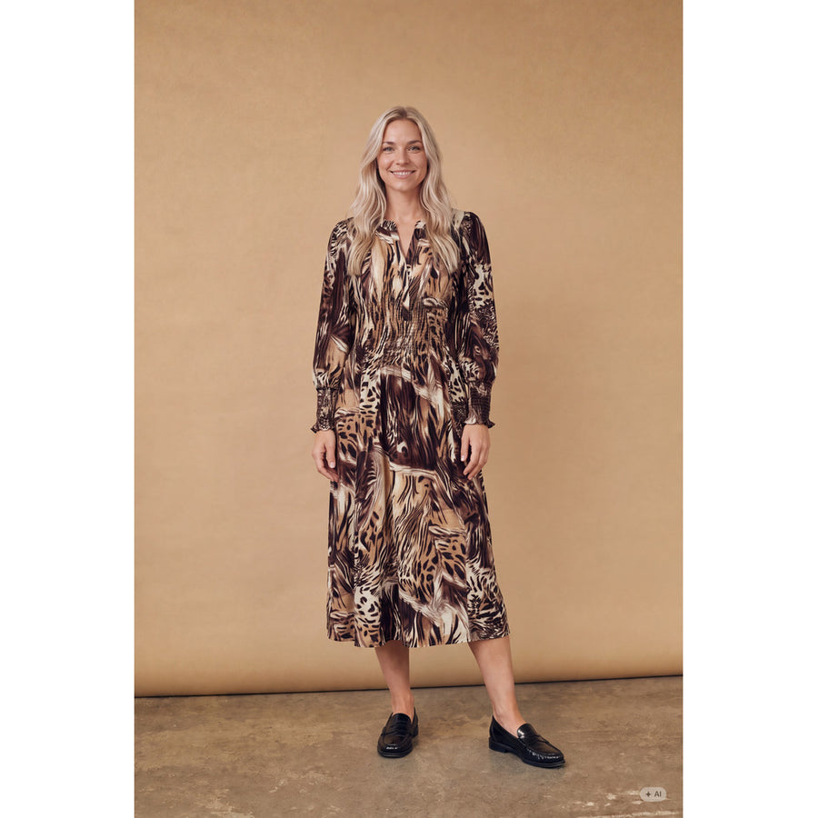 Isay - Ane V-neck dress - Brown Drawing