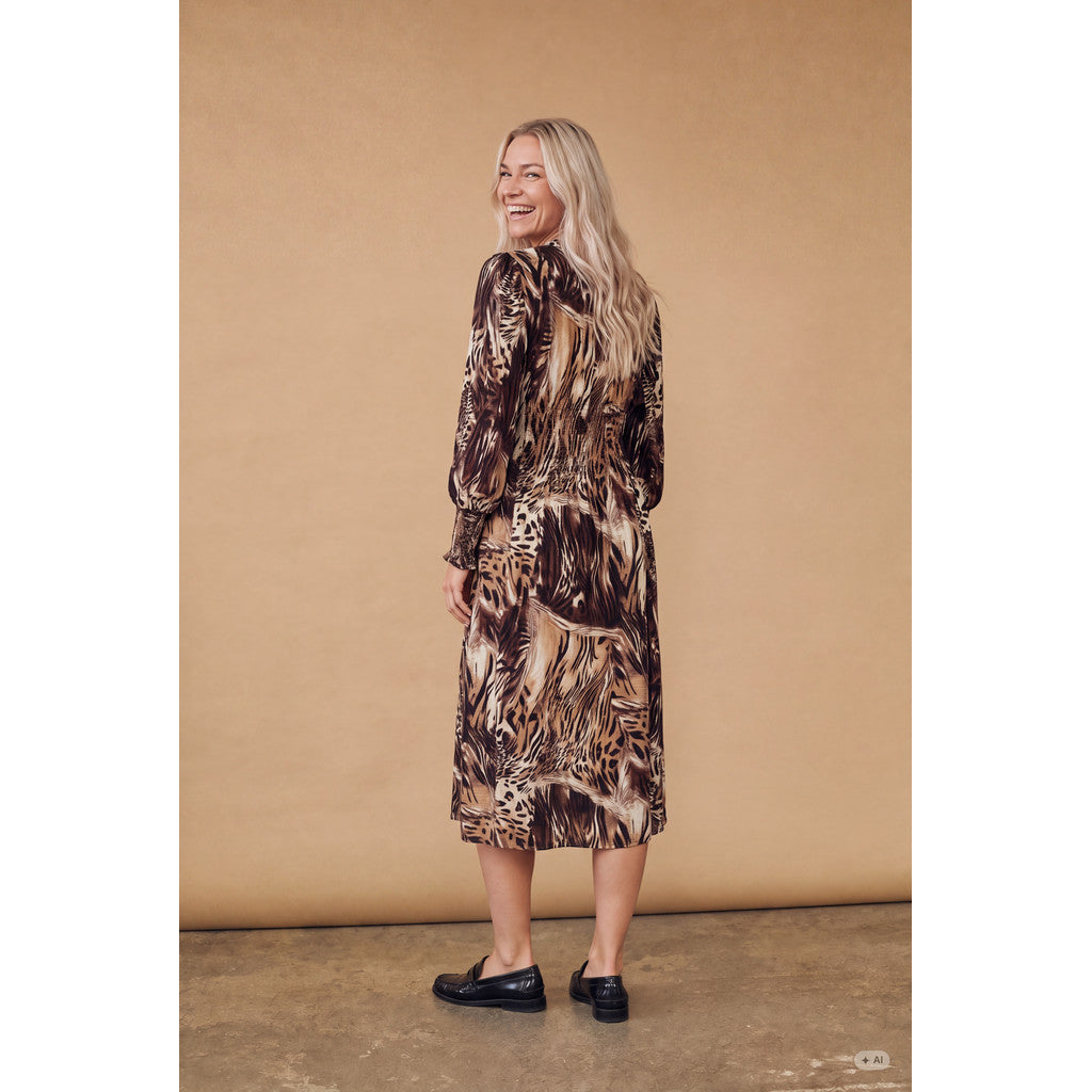 Isay - Ane V-neck dress - Brown Drawing