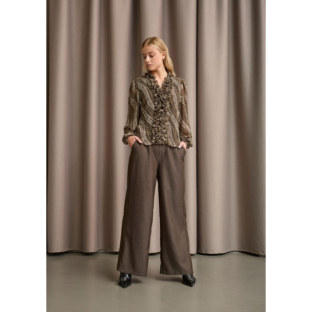 Isay - Vibse Ruffle Blouse - Khaki Magic