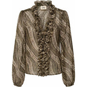 Isay - Vibse Ruffle Blouse - Khaki Magic