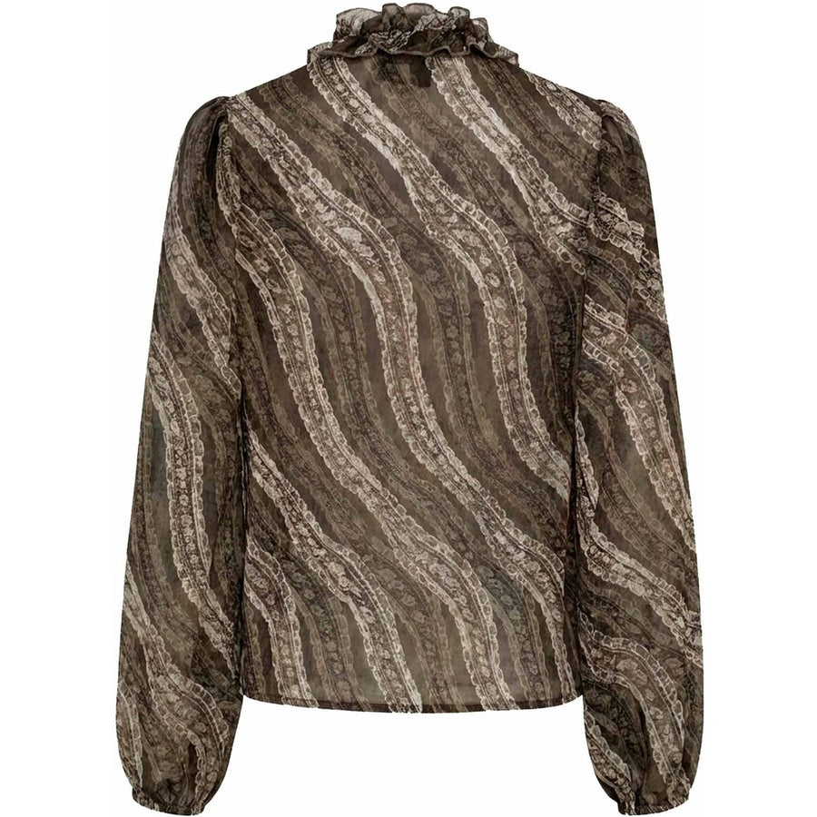Isay - Vibse Ruffle Blouse - Khaki Magic