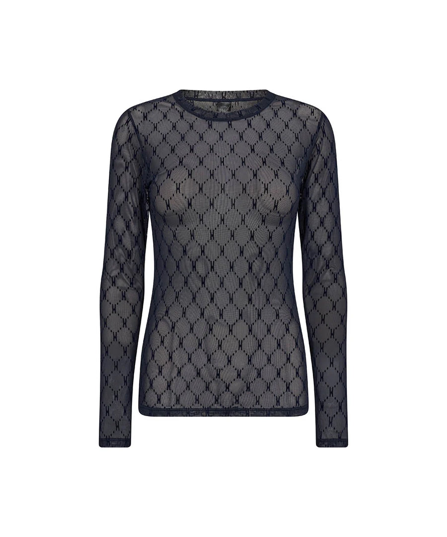 Hype the detail - Mesh blouse - Mørkeblå