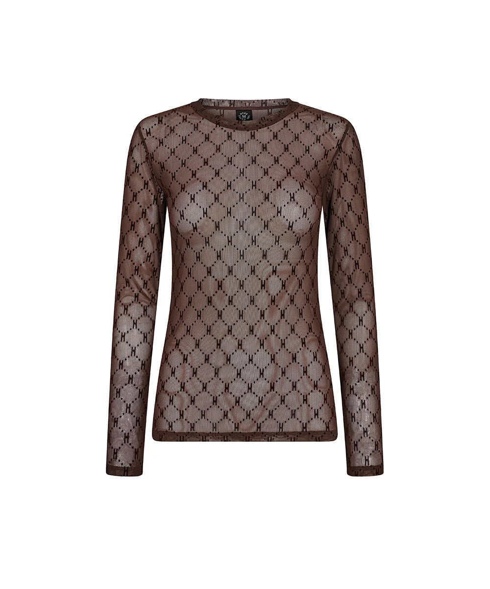 Hype the detail - Mesh Blouse - Brun