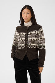 Part Two - CharmainePW Cardigan - Brown Jaquard