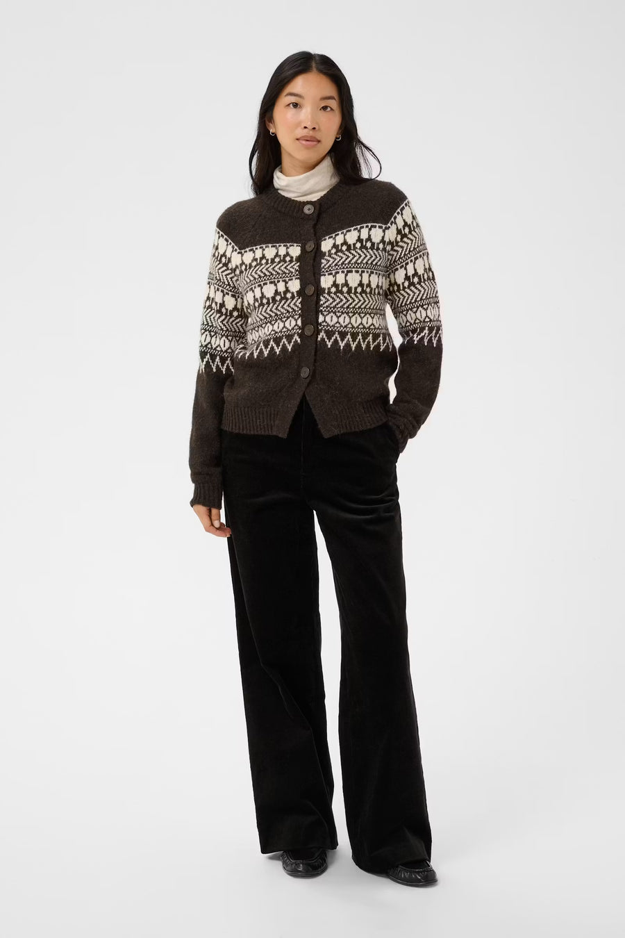 Part Two - CharmainePW Cardigan - Brown Jaquard
