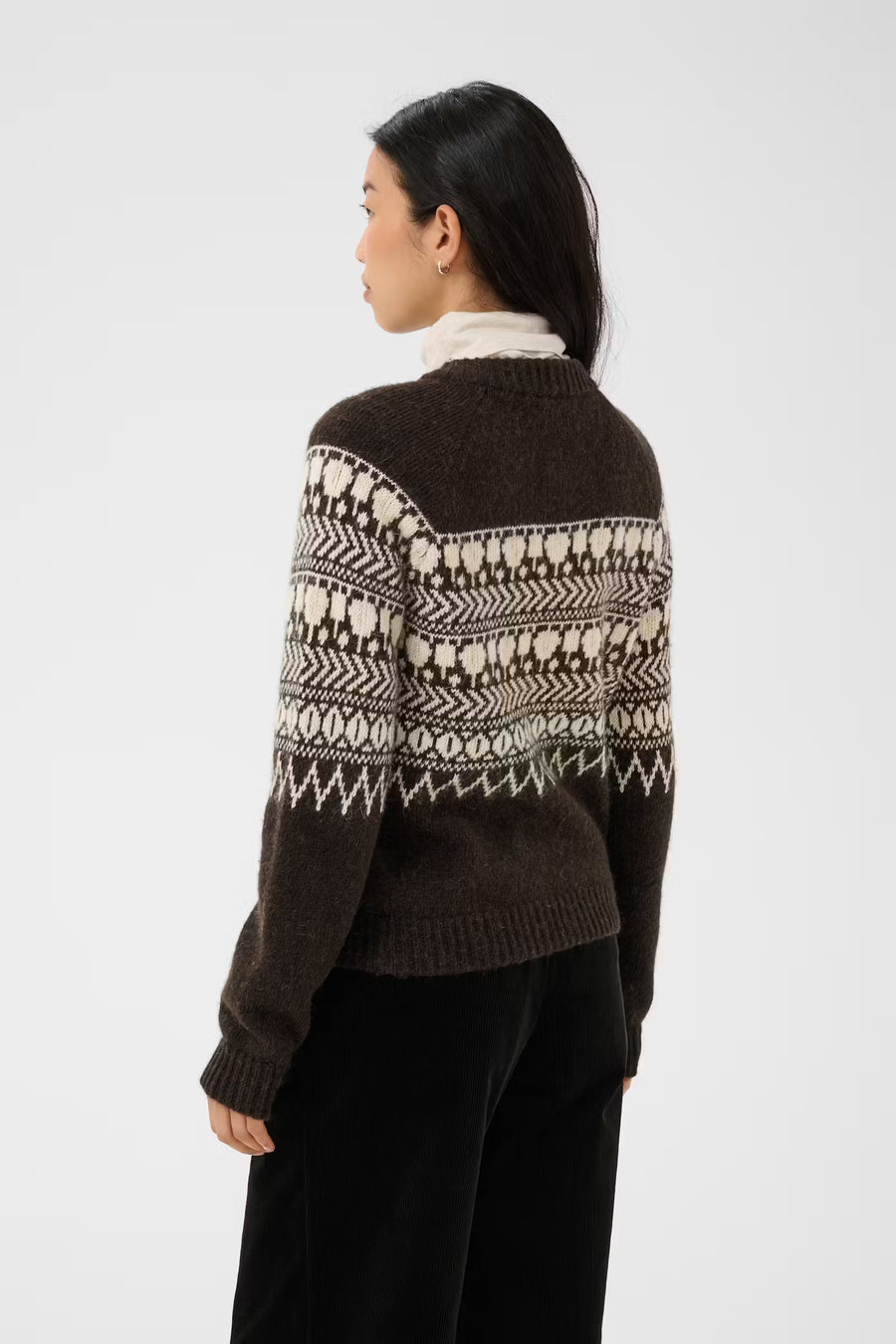 Part Two - CharmainePW Cardigan - Brown Jaquard