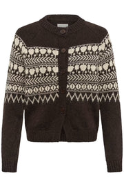 Part Two - CharmainePW Cardigan - Brown Jaquard