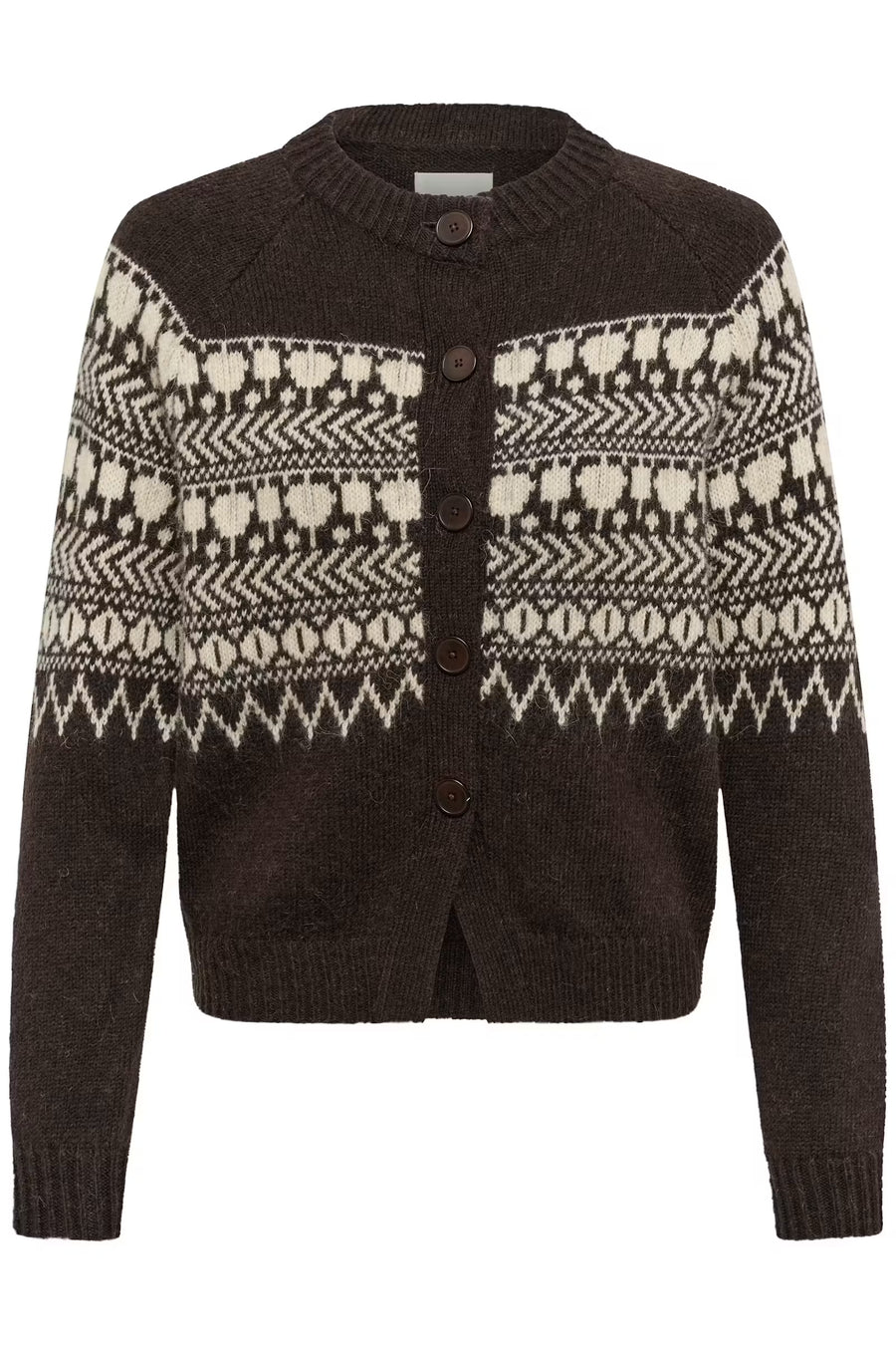 Part Two - CharmainePW Cardigan - Brown Jaquard