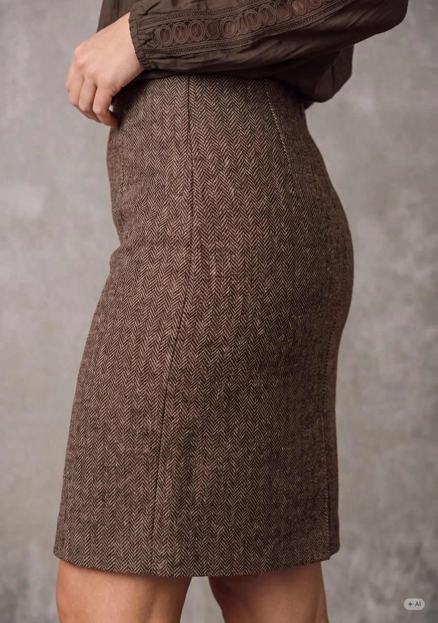 Isay - Oda Skirt - N60 Brown Herringbone