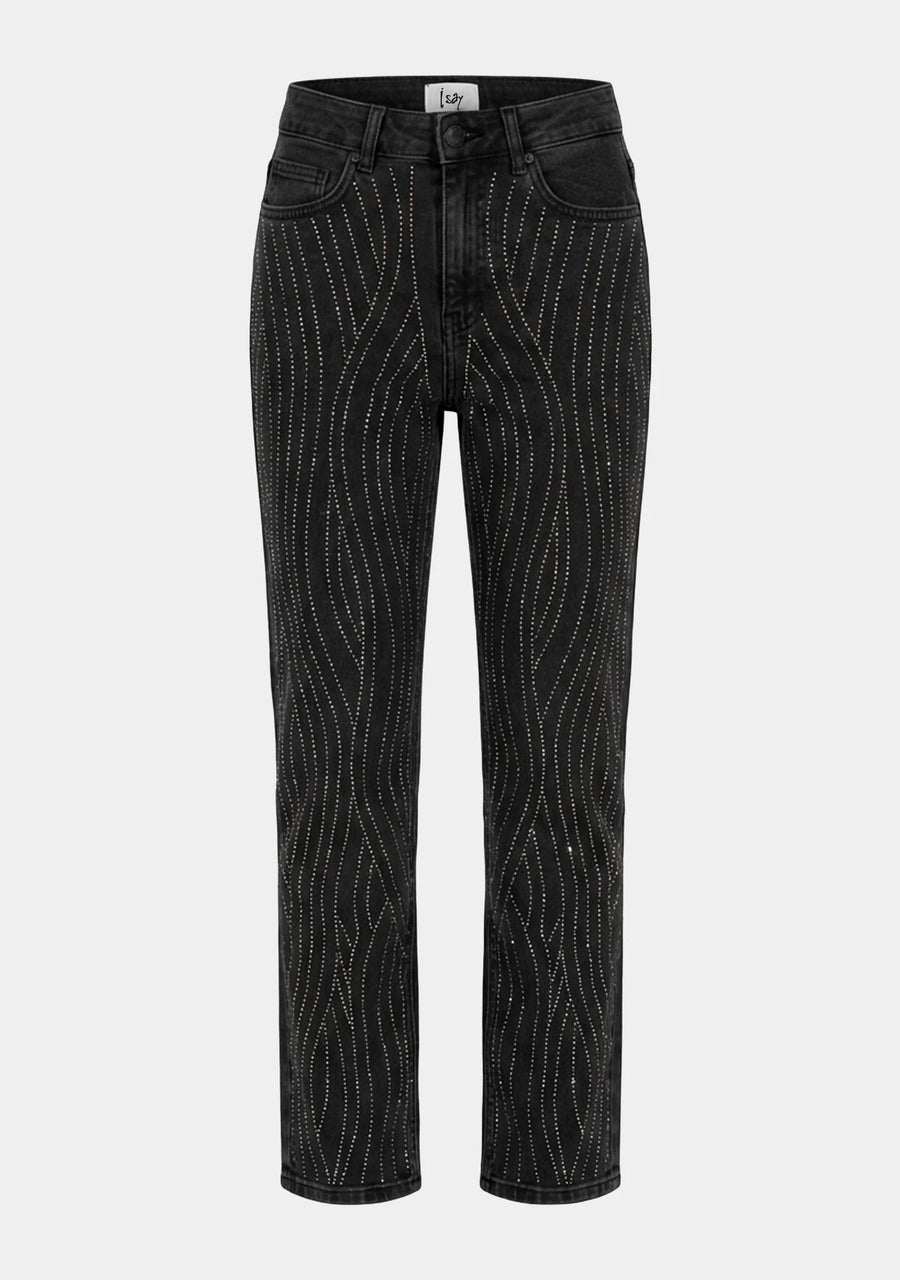 Isay - Genau Deco Jeans - N68 Greu w/stone