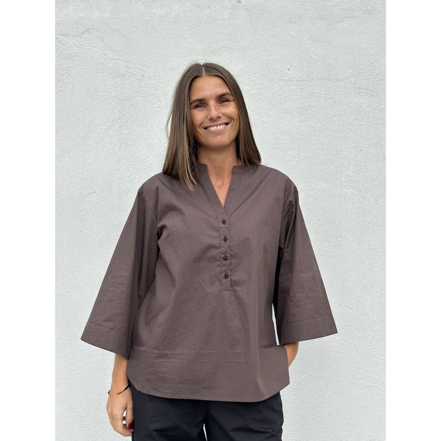 Gaspar - Mumbai Poplin Blouse - Chocolate