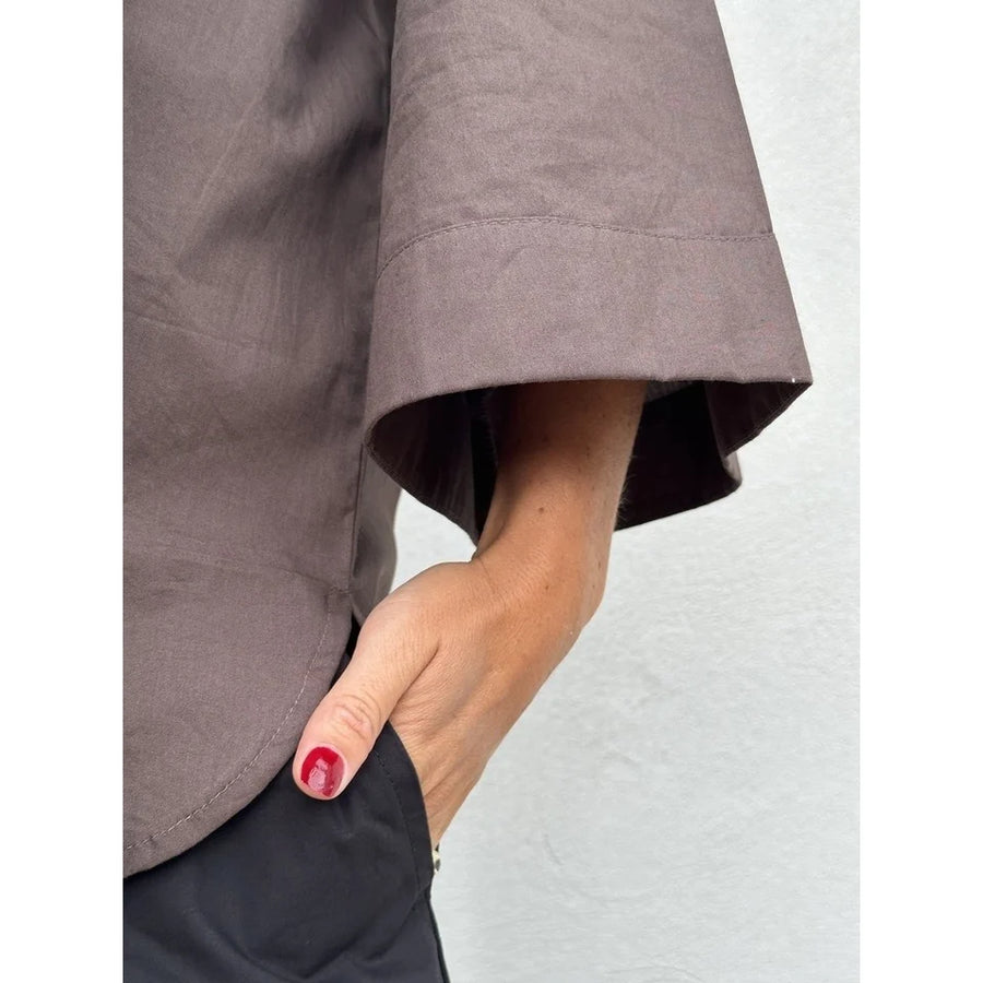 Gaspar - Mumbai Poplin Blouse - Chocolate