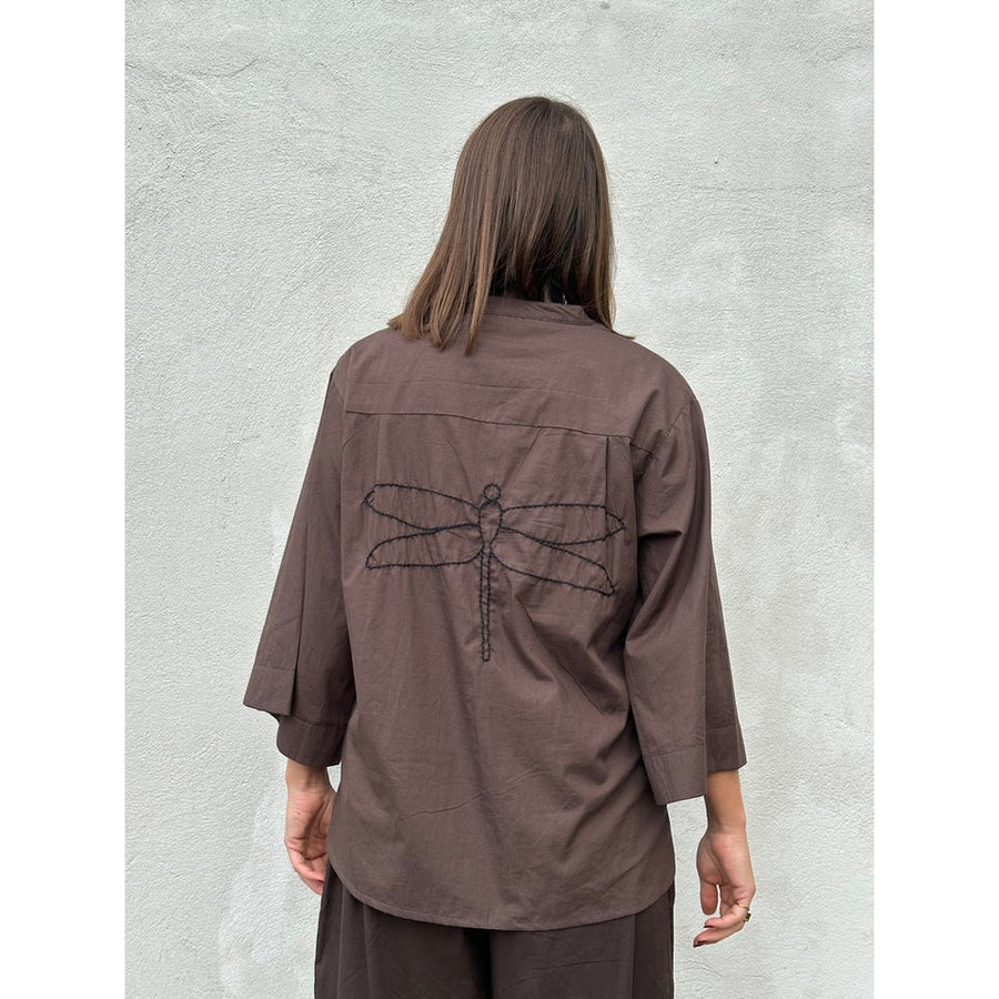 Gaspar - Mumbai Poplin Blouse - Chocolate