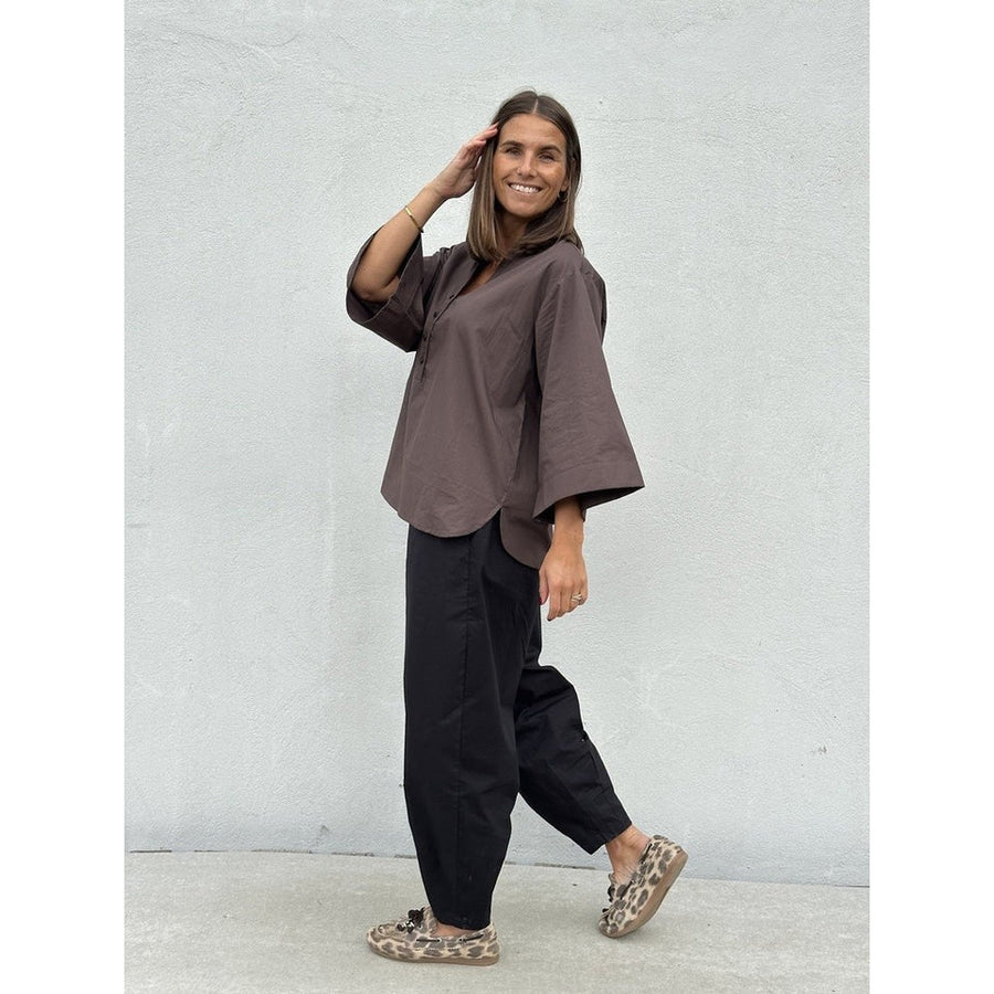 Gaspar - Mumbai Poplin Blouse - Chocolate