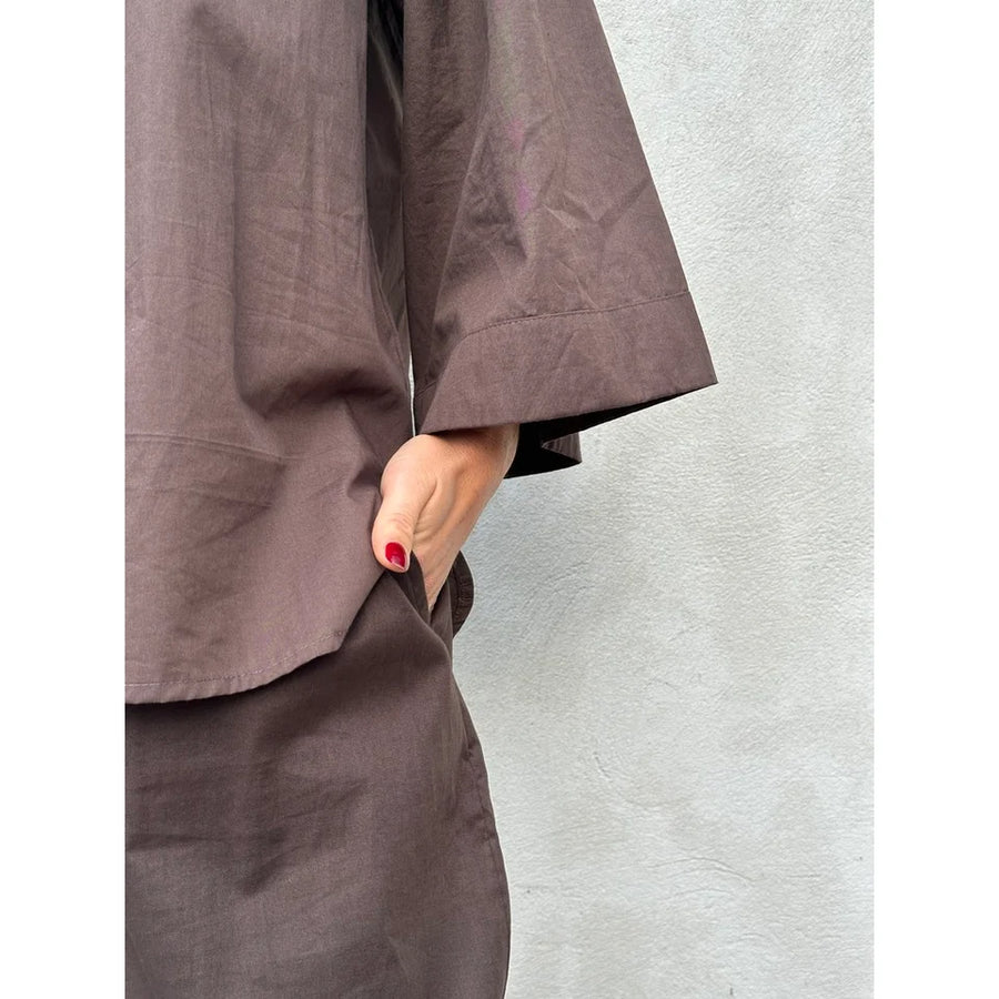 Gaspar - Mumbai Poplin Blouse - Chocolate